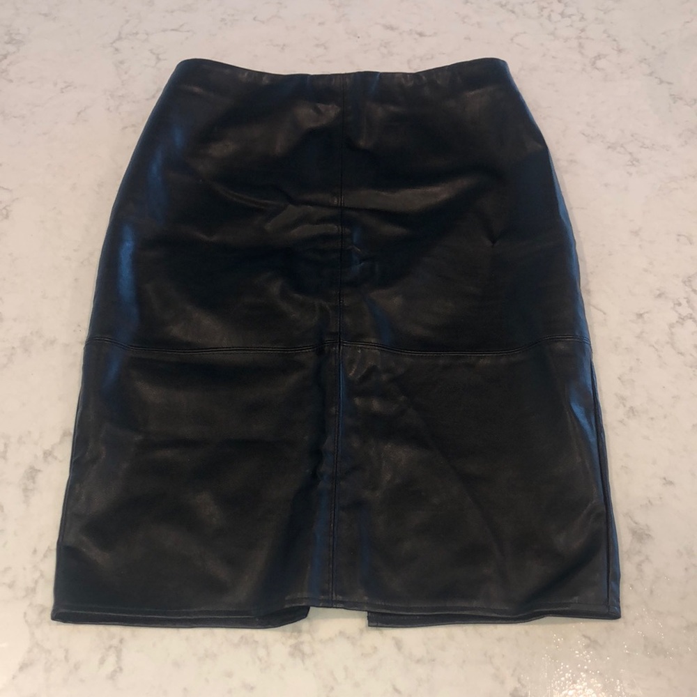 Lulu’s faux leather skirt